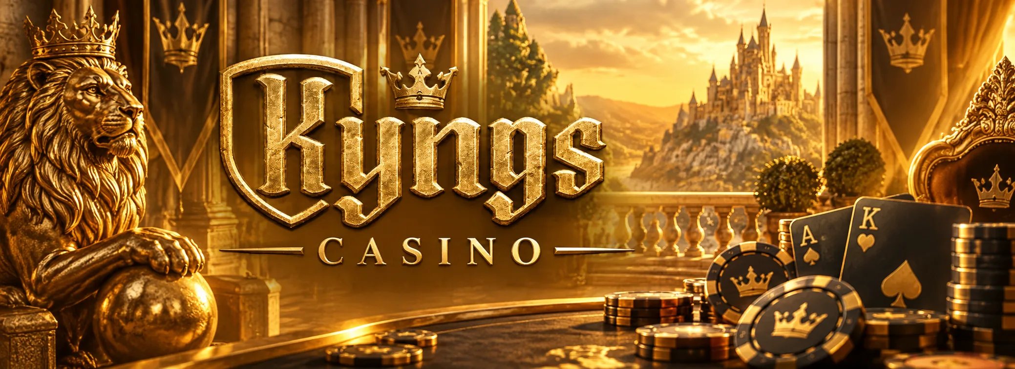Banner de bienvenida de Kyngs Casino México con bono 100% y 300 giros gratis